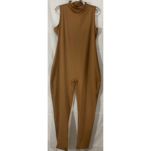 Skims Mock Neck  Bodysuit Plus Size 3X Caramel Full Length Catsuit Shapewear - Picture 1 of 7
